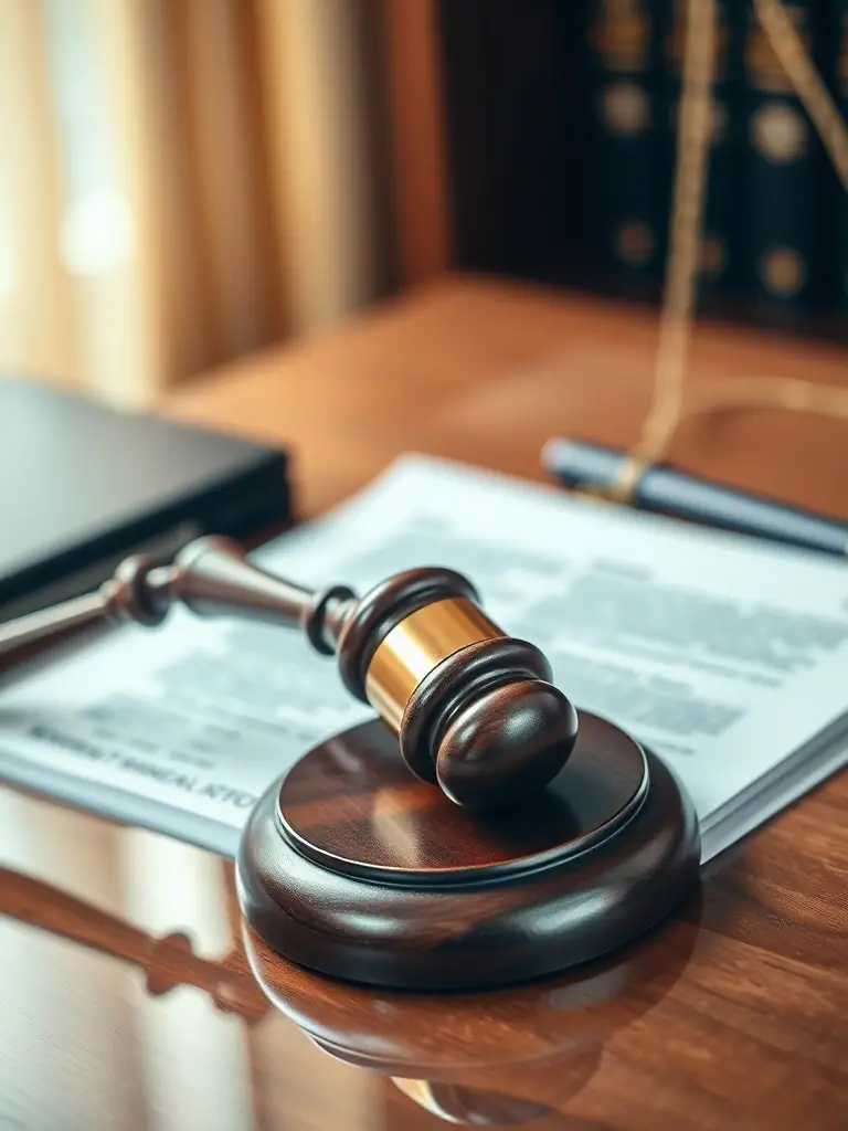A gavel resting on a stack of legal documents, symbolizing the authority and process of Chapter 7 bankruptcy proceedings.